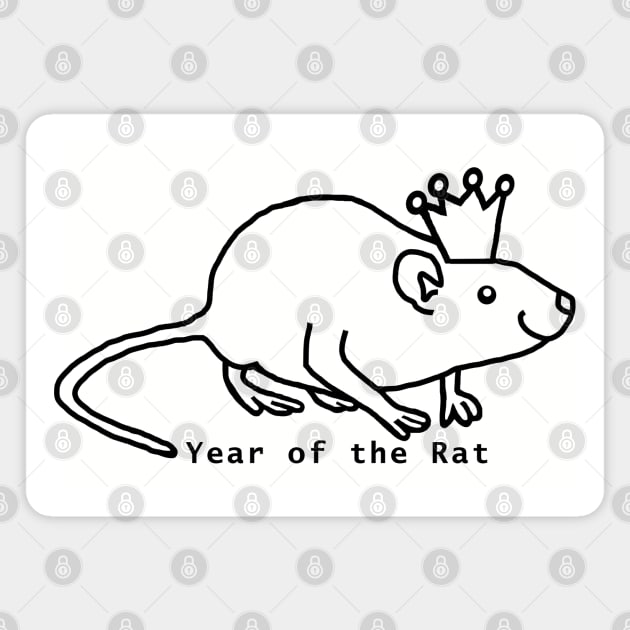 Year of the Rat with Crown Outline Magnet by ellenhenryart